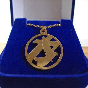Jimmy Swaggart Dove & Cross Pendant 18" NECKLACE, 10K Gold, NIB New in Box  G59